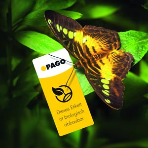 Ökologisch nachhaltige Etikettierkonzepte demonstriert Pago beispielsweise mit dem biologisch abbaubaren BioLabel.