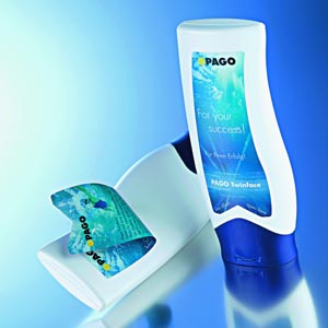 Pago Twinface verdoppelt die Informationsfläche am Produkt, indem es die Rückseite des Etiketts nutzbar macht.