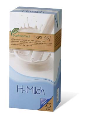 combibloc EcoPlus heißt die Neuheit von SIG Combibloc. Dabei handelt es sich um eine aseptische Kartonpackung für flüssige Lebensmittel, die durch einen neuartigen Kartonverbund im Vergleich zu einer formatgleichen 1-Liter Packung 28 Prozent CO<raw><sub>2</sub></raw> einspart.