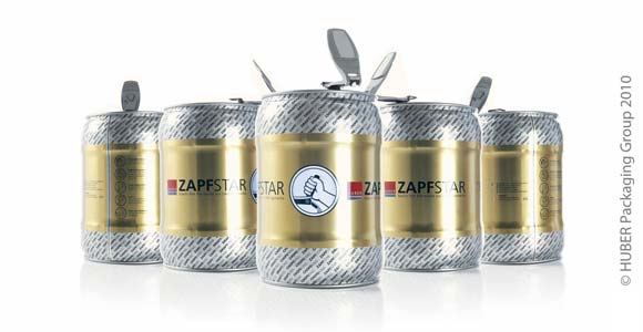 Einfacher geht selber Zapfen derzeit nicht: In das Partyfass integrierter Zapfhahn des neuen Modells von Huber Packaging mit Namen Zapfstar.