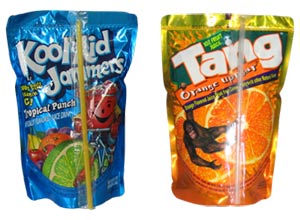 In USA auf dem Markt: Kool Aid und Tang im Standbodenbeutel.