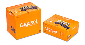 Bis zu 51 % kleiner - wie hier im Beispiel des Quattro - sind die von der STI Group gemeinsam mit Gigaset optimierten Verpackungen.
