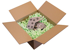 Das Flo-Pak-Green Polystyrol Füllmaterial ist aus 100 % recyceltem PS hergestellt.