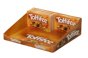Für die Toffifee-Packung realisiert der Hersteller eine innen wie außen überzeugende Druckveredelung.
