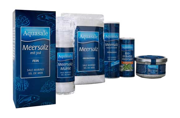 Hochwertiges Verpackungsdesign macht Aquasale Produkte zum edlen Blickfang.