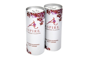 "Aspire" soll pro Verzehr einer Doseneinheit bis zu 209 Kalorien verbrennen - so das Versprechen der Markenmacher von Fahrenheit60. Die schlanke Dose jedenfalls signalisiert reuelosen Genuss.