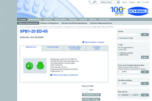 Darstellung der Produktinformationen im Schmalz Online-Shop.