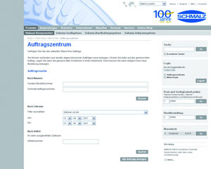 Blick ins Auftragszentrum des Schmalz-Online Shops.