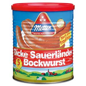 Seit 50 Jahren ein Erfolg: Die "Dicke Sauerländer" Bockwurst von Metten.