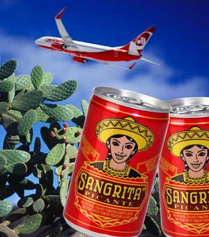 Die Sangrita Picante wird seit Mitte Juni in der 15 cl-Getränkedose von Ball Packaging Europe auf allen innerdeutschen Airberlin Flügen angeboten. 