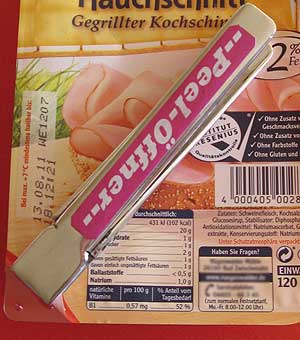 Wenn die Lasche die Idee des "easy peel" nicht erfüllt, kann der Peel-Öffner helfen.