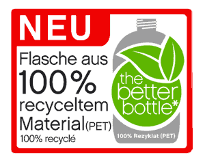 Das Logo weist Konsumenten auf die Verwendung von Recyclingmaterial für die Verpackung hin.