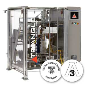 Triangle Package Machinery's X-Series VFFS Bagger, including the forming tube, is now designed to meet USDA and 3A sanitation standards.