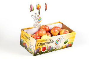 Der Osterkorb mit Mobile bietet einen dekorativen Zweitnutzen.