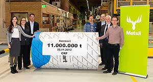 Die elfmillionsten Tonne Kraftliner, präsentiert bei Metsä Board