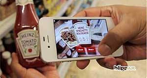 Heinz Ketchup setzt auf einen blippar-Code; über eine Bilderkennung (Form
des Logos) wird der interessierte Konsument auf dem Smartphone mit
Zusatzinfos versorgt.