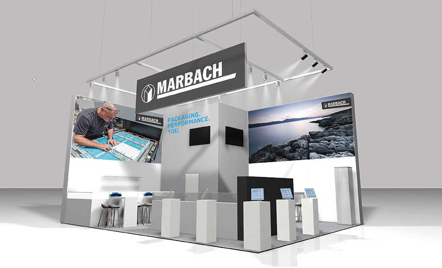 Packaging. Performance. You. Das ist das Motto von Marbach, das auch durch die neue Gestaltung des Messestands vermittelt werden soll.