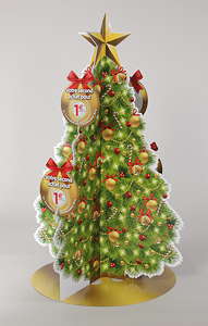 Opulenz im Druck, Einfachheit in der Anwendung: Dieser Weihnachtsbaum für Ravensburger unterstützt das diesjährige Vorweihnachtsgeschäft des Herstellers.