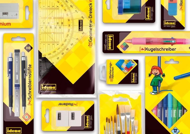 Einheitliches Verpackungs-Design für Idena-Produkte