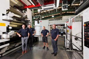 Aaron Collett , Operations Manager, Owen Embling, Managing Director, Gary Dillistone, Printing Manager, sowie David Fredericksen, Director bei CONVEX.