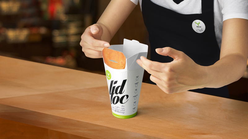 Lidloc kommt ohne separaten Kunststoffdeckel aus, erleichtert so die Abfallverwertung und bietet durch klare geometrische Definition gute Branding-Möglichkeiten.