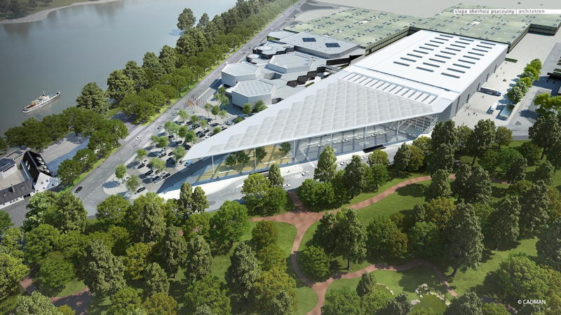 Der Neubau des südlichen Eingangsbereichs der Messe Düsseldorf ist in vollem Gang. Mit der neuen Messe Süd entstehen modernste Ausstellungs-, Veranstaltungs- und Kongressflächen mit flexiblen Nutzungsmöglichkeiten.

