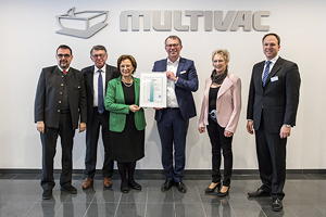 Klaus Holetschek (MdL), Karl Fleschhut (Bürgermeister der Gemeinde Wolfertschwenden), Emilia Müller (Bayerns Arbeitsministerin), Christian Traumann (MULTIVAC), Marlene Preißinger (stv. Landrätin des Landkreises Unterallgäu) und Robert Höge (MULTIVAC)