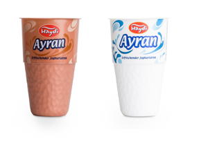 Der Ayran-Becher von Greiner Packaging für BMI mit Hammerschlag-Optik erhielt den Deutschen Verpackungspreis 2018.
