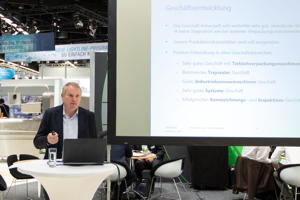 Hans-Joachim Boekstegers, Geschäftsführender Direktor und CEO von MULTIVAC, gibt auf der Fachpack 2018 einen Überblick über die aktuelle Geschäftsentwicklung.