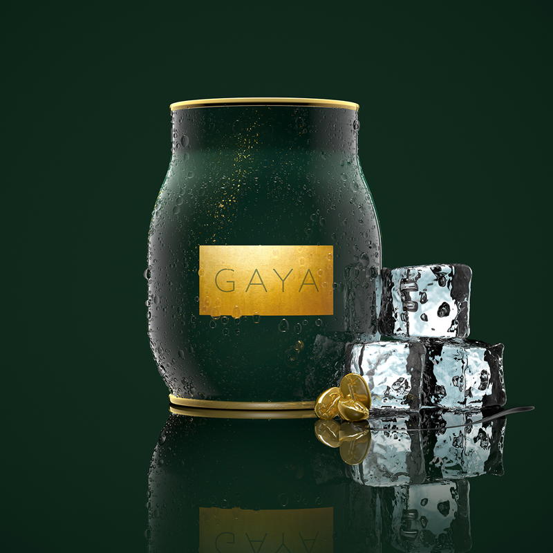Among the features of the patented design is gold printing on both the lid and the base of the can, complementing the gold speckled printing over the sophisticated dark green body.