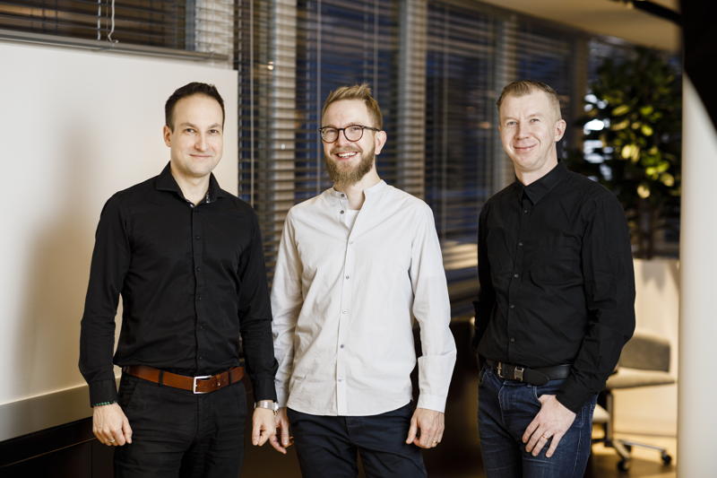 Ilkka Harju, Iiro Numminen und Marko Leiviskä von Metsä Board.
