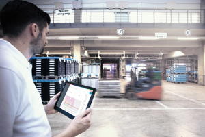 Das Modul Fleet Analytics macht Auslastung und Effizienz von Fahrzeugflotten transparent und ermöglicht damit die Steuerung der Intralogistikflotte. Dafür werden mobile Transportsysteme unterschiedlicher Hersteller, wie beispielsweise Gabelstapler, mit Sensoren ausgestattet.