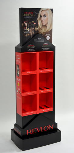 Haarcolorationen von Revlon prominent platziert.