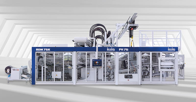 Erster Auftritt für den Illig-Rollenautomaten RDM 76K der 4. Generation mit neu konzipiertem Produkthandling PH 76 und einer Endverpackungslösung anlässlich der K 2019.