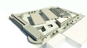 Skizze des Gesamtgebäudekomplexes des IKV nach Errichtung der neuen Gebäudeteile. Rechts im Bild entstehen die neuen Gebäude für das Plastics Innovation Center 4.0