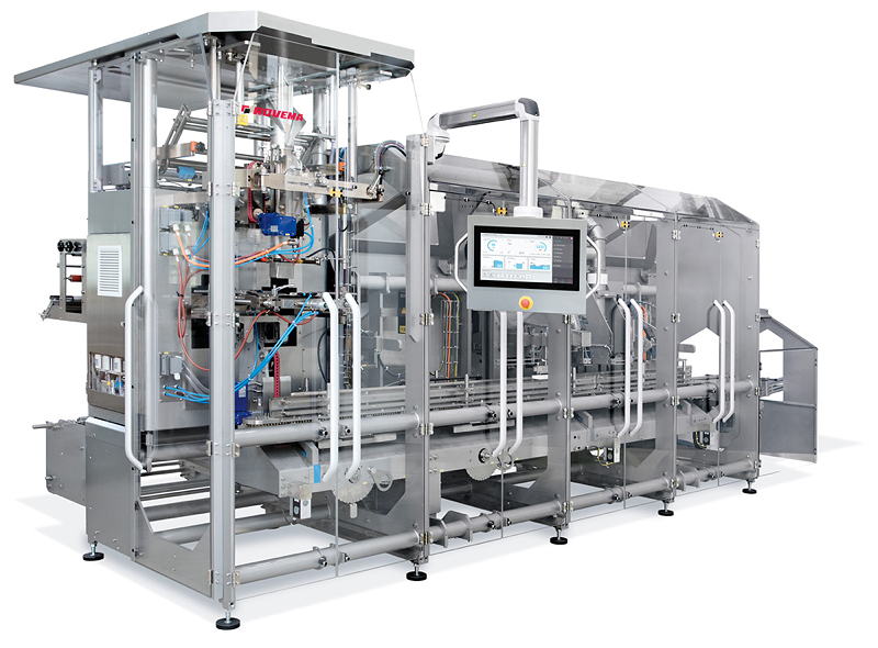 Die Rovema SBS 250 Single wird in einer Anwendung für den Kaffeebereich ausgestellt.