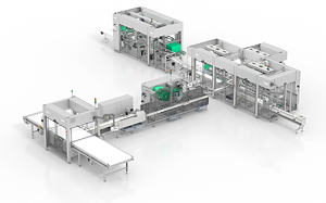 Syntegon Technology zeigt ein nahtlos integriertes Hochgeschwindigkeitssystem für Riegel, das alle Schritte von der Prozesstechnik bis hin zur Transportverpackung umfasst.