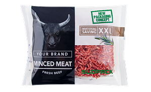 Die Schlauchbeutelfolie Flow Pack PurePP von Südpack ist eine für Hackfleisch unkonventionelle Verpackungsform und spart bis zu 60 Prozent im Vergleich zu Schalenverpackungen ein, wie Südpack vorrechnet.