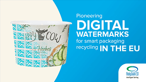Die visuelle Begleitung der Initiative „Digitale Wasserzeichen“ für ein besseres Verpackungsrecycling in der EU.