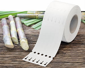 Strapazierfähiges Material aus Zuckerrohrrückständen bildet die Basis für die  neuen Eco-Loop Schlaufenetiketten von Güse.