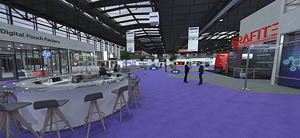 Screenshot of the exhibition area nearby the coffee booth in Zones 1 & 2