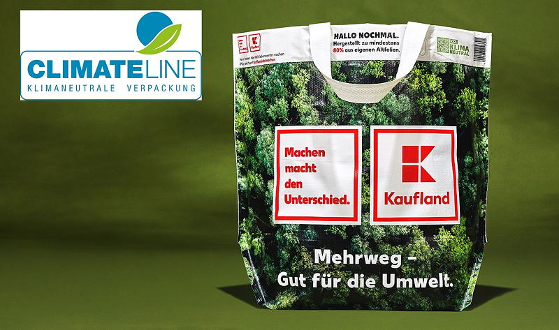 80 Prozent Altfolie aus eigenen Filialen, kurze Transportwege und Ausgleich der nicht vermeidbaren Emissionen durch ein Klimaschutzprojekt zeichnen die Kaufland-Mehrwegtasche aus.