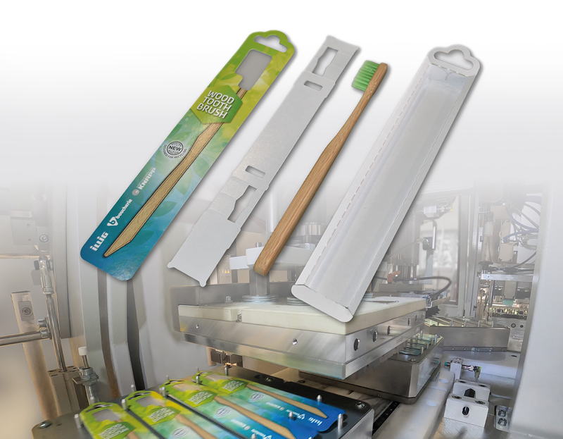 Das flexible Verpackungssystem HSU 35b von ILLIG eignet sich für Blisterverpackungen unter anderem aus Voll-Karton mit Inlay zur Produktfixierung.
