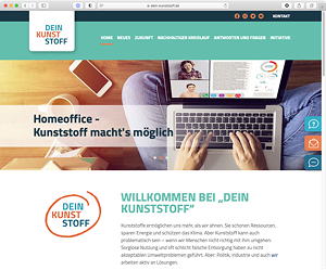 Screenshot der Website www.deinkunststoff.de, welche die Initiative „Wir sind Kunststoff“ begleitet.