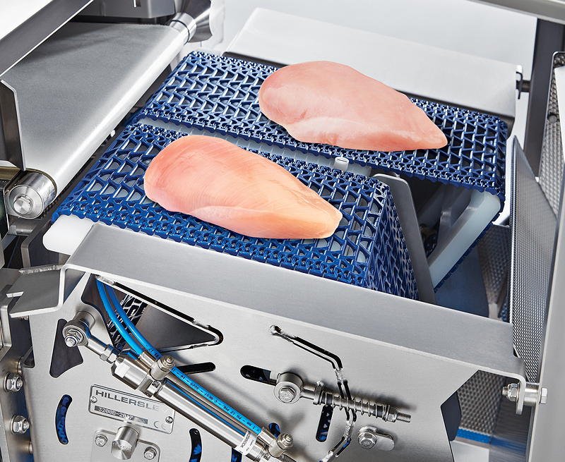 Das Röntgenprüfsystem IX-G2-F entdeckt zum Beispiel Geflügelknochen, deren Dichte sich kaum vom umgebenden Fleisch unterscheidet.